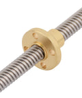 Close-up of brass nut on t8 lead screw from 16pcs/pack t8 lead screw kit for 3D printer and DIY CNC machine.