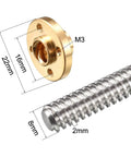 Close-up of 100mm length t8 8mm dia lead screw rod, 4 lead stainless steel lead screw rod with copper nut trapezoidal thread