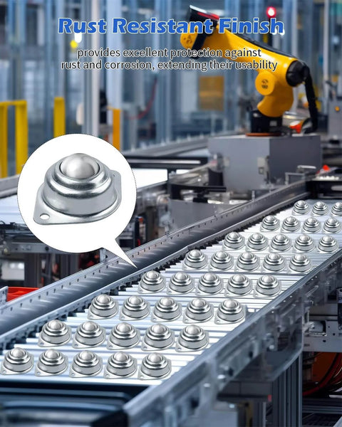 16 Pcs Table Ball Slide Units Roller Ball Transfer Bearings with 1 Inch Carbon Steel Ball Screw Mounted on conveyor line