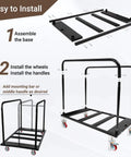 Assembly instructions for Heavy Duty Folding Table Cart For Moving Tables, 1800 Lb Capacity, Adjustable Drywall Dolly With 5 Inch PU Swivel Wheels, Carries Up To 10 Tables, Ideal For Parties, Hotels, Factories, Warehouses, Eastrexon