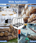 Collage showing Heavy Duty Folding Table Cart With 2000 Lbs Capacity And 10 Tables 5 Inch Swivel Wheels Durable Table Dolly in use at events and warehouses.