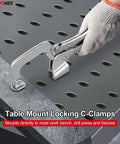 11 Inch Bench Clamp Set For Welding Tables With Inserta Pliers And Table Mount Locking C Clamps Pack Of 2 on metal table