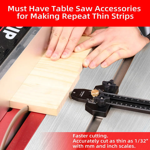 Thin Rip Jig For Table Saw And Band Saw Easy To Use Guide For Repetitive Narrow Strip Cuts In Woodworking in use.