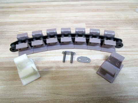 Tabletop Chain LF1863TABK2 0.25 Inch Pitch 11 Inch Long Industrial Conveyor Chain components on a light wood surface