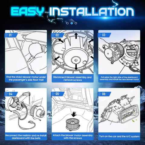 Easy installation guide for Replacement HVAC Blower Motor Fan Assembly For 2005 To 2015 Toyota Tacoma, step-by-step instructions.