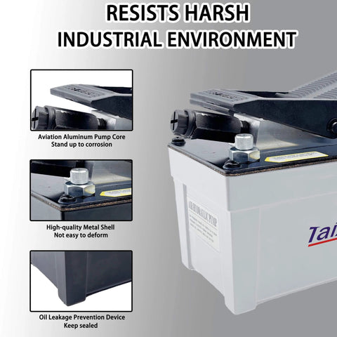 Taixinhyd Hydraulic Pump Air Hydraulic Foot Pump Aluminum Tank 98 CU.in 10000 PSI Air Actua Treadle Hydraulic Pump with Pipe, Grey