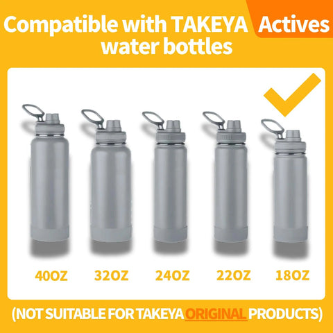 Compatible water bottles showing sizes for Leak Proof Lid Gasket Replacement Kit For Actives Water Bottles 24 Oz Rubber Seal Ring.