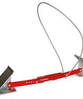 OneStep Wheel Chock Double Pack For Tandem Axle Trailers And RVs, 16 to 24 inch long, shown in red metal with cable handle