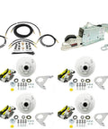 Maxx Hydraulic Disc Brake Kit for Tandem Axle, 3,500 Lb Capacity, Includes Dacromet Calipers, TruRyde Bearings, 8705101 Demco Disc Brake Actuator, Blocking Solenoid, and 20 Ft Hose for Easy Install, components displayed