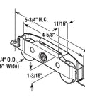 D 1607 Wheel Roller Assembly For Sliding Patio Doors, Single Unit, Steel Housing With Tandem Wheels And Steel Ball Bearings