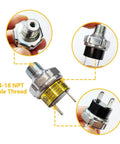 Tank Mount Air Pressure Switch for 120 to 150 PSI with 1/4 NPT threads, DC 12/24V, up to 20A, shown in close-up view.