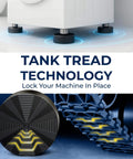 Tank tread technology showcasing stability for machines, highlighting grip and lock mechanism, ideal for utility cart mobility.