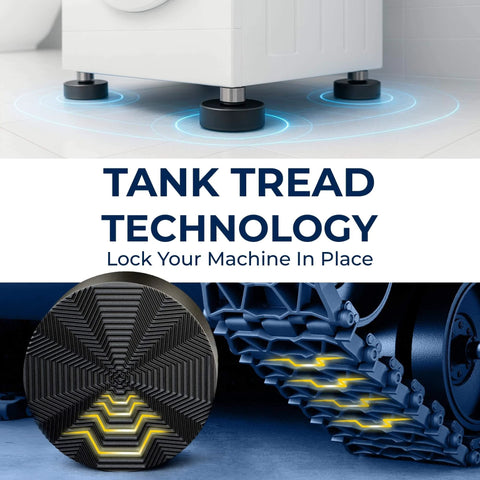 Tank tread technology showcasing stability for machines, highlighting grip and lock mechanism, ideal for utility cart mobility.