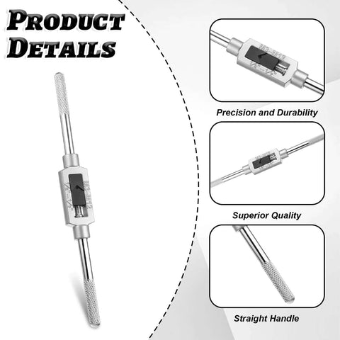 Adjustable Tap Wrench Handle M3 To M12 With 1/16 To 1/2 Inch Capacity for Pros and DIYers, Heavy Duty Metal Reamer Tool