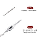 Adjustable Tap Wrench And 2-56 UNC Machine Taps Kit Includes M1 M12 Tap Wrench Handle Pro Grade High Speed Steel Taps 3Pc Set