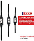 Three Piece Tap Wrench Set With 1/4 Inch 3/8 Inch And 1/2 Inch Tap Capacity Adjustable Steel Hand Tapping Wrenches Front View