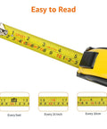 Self locking tape measure with belt clip offers precise 33 feet of measurement with MID accuracy, dual scales shown extended