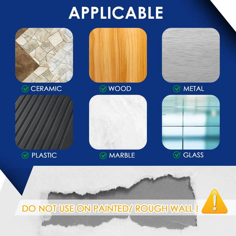 Surface compatibility chart for Heavy Duty Double Sided Tape Nano Mounting Tape Clear Multipurpose Adhesive For Home And Office.