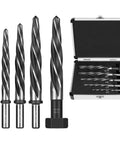 Five Piece M2 HSS Taper Chucking Reamer Set Pro Grade For Metalworking By Makerfire Includes Reamers In Three Eighths Inch Half Inch Five Eighths Inch Three Quarters Inch And Thirteen Sixteenths Inch That Fit A Half Inch Round Shank.