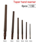 Taper Pin Hand Reamer Set 6 Piece With 1 To 50 Conical Degree For HSS Alloy Steel 3mm 4mm 5mm 6mm 8mm 10mm shown