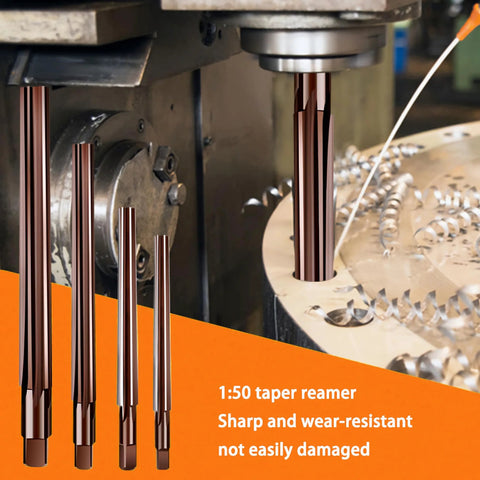 7 Piece 1 To 50 Taper Pin Hand Reamer Set For Precision Metalworking, 3mm To 12mm Diameters, CNC machine cutting metal