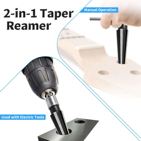 Pro Grade T Handle Tapered Reamer Kit 3-13mm 1/8-1/2 Inch Multi Fluted Chamfer Reaming Tool With 1/4 Inch Hex Shank in use