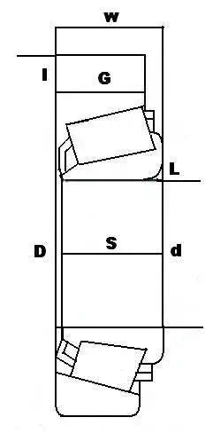 Technical diagram of 25580/25520 Tapered Bearing 1-3/4" x 3-17/64" x 15/16" inch showing dimensions and components.
