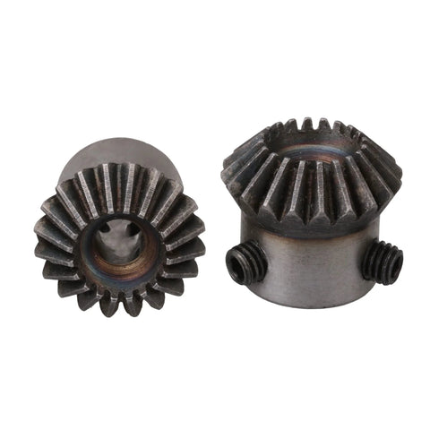 Tapered Bevel Gear Wheels 6mm 1 Modulus 20T Set For Hardware showing steel gears with 20 teeth and 6mm bore.