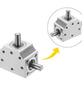 Tapered Bevel Gear Box 1 To 1 Triple Output Shaft 8mm 20 Tooth Right Angle Drive with visible metal casing