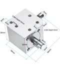Tapered Bevel Gear Box 1to1 With Right Angle Drive Shafts 8mm 20 Teeth For Diy, aluminum frame, dimensions labeled.