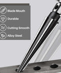 Close-up of Tapered Reamer Set With T Handle For Guitar Making And Woodworking, 3-13mm, highlighting blade mouth and durability.
