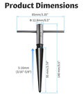 Front view of T Handle Tapered Reamer Five To Sixteen Millimeter Multi Fluted Chamfer Reaming Tool with dimensions
