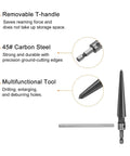 Diagram of Two Piece Tapered Hand Reamer Set For Guitar Bridge Pin Holes And More Great For Wood Metal Plastic By Harfington One Eighth To One Half Inch And Three Sixteenths To Five Eighths Inch Chamfer Reamers With T Handle Hex Shank Six Flutes 45 Steel.