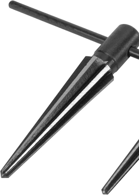 Tapered Reamer Set With T Handle For Hole Alignment And Burr Busting In Pipes Tubes Conduit And Sheet Metal 2 Piece Carbon Steel Construction Heat Treated For Long Service Life