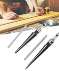 Pro Grade Tapered Reamer Set With T Handle One Eighth To One Half Inch And Three Sixteenths To Five Eighths Inch Sizes on table