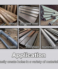 Different materials including wood, stainless steel, PVC pipe, plastic, iron sheet, and aluminum alloy for reaming applications.