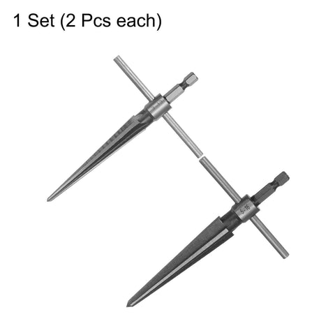 Two Piece Tapered Hand Reamer Set For Guitar Bridge Pin Holes And More Great For Wood Metal Plastic By Harfington One Eighth To One Half Inch And Three Sixteenths To Five Eighths Inch Chamfer Reamers With T Handle Hex Shank Six Flutes 45 Steel