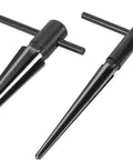 Tapered Reamer Set With T Handle For Hole Alignment And Burr Busting In Pipes Tubes Conduit And Sheet Metal 2 Piece Carbon Steel Construction