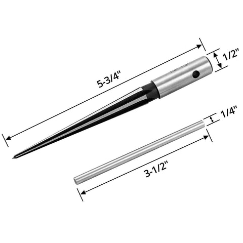 Pro Grade Tapered Straight Flute Reamer With T Handle For Wood And Plastic Holes One Eighth To One Half Inch Heavy Duty 45 Steel Tool For Precise Hole Sizing And Smooth Finish, showing reamer dimensions