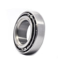 Side view of 25580/25520 Tapered Roller Bearing Cup and Cone Set, Set of 4, showing metal construction and roller assembly.