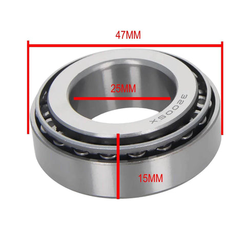 32005X Tapered Roller Bearing Cone Set, 25mm Bore 47mm OD 15mm Thickness 2PCS close-up with measurements shown