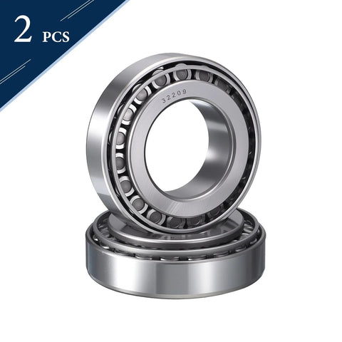 Two Pack 32209 Tapered Roller Bearing Cone And Cup in chrome steel GCr15, 45 mm bore and 85 mm outer diameter, ABEC3, pre-lubed