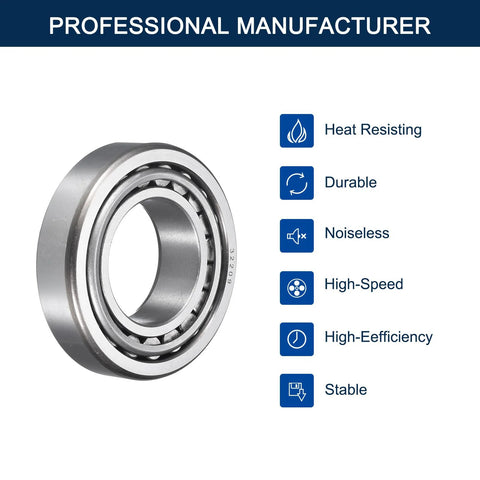 Two Pack 32209 Tapered Roller Bearing Cone And Cup in chrome steel GCr15, 45 mm bore, 85 mm outer diameter, ABEC3, pre-lubed for immediate use.