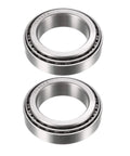 Set of two tapered roller bearing cones and cups, 30mm bore, 47mm outer diameter, 12mm width, matched pair for radial and axial loads.