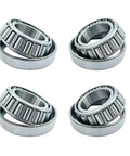 Set of 4 Tapered Roller Bearing LM67048 LM67010 1-1/4'' for 5000-6000 Axles, showing cones and races