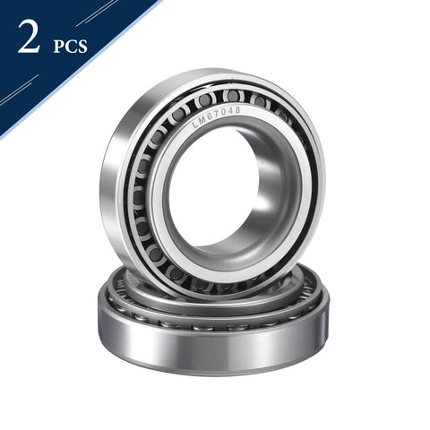 2 Pack LM67048/10 Tapered Roller Bearing Cone and Cup Set, 1.25" Bore 2.328" OD 0.625" Cup Width, Chrome Steel Taper Bearings Set, ABEC-3