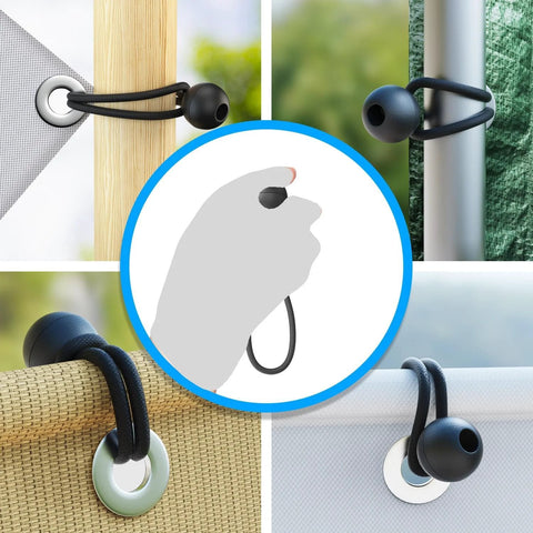 24 Pack Heavy Duty Tarp Clips With Lock Grip And Tarp Tie Downs Bungee Cords With Balls for securing tarps and tents.