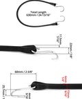 21 Inch Tarp Straps With Hooks 50 Pack Adjustable Rubber Bungee Tie Downs featuring hook dimensions and measurements.