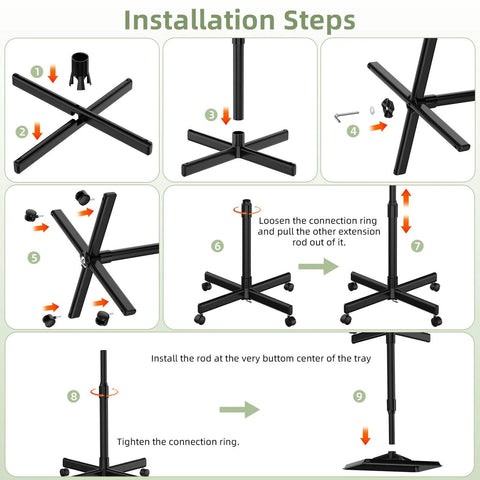 Installation steps for Premium Aluminum Tattoo Tray On Wheels For Salons And Clinics, 36 Inch Rolling Service Cart assembly