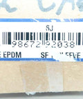 Close-up of a TB Woods box label for Sure-Flex Plus Sleeve For 6J Industrial Shaft Cover, showing barcode and product code 6JE EPDM.